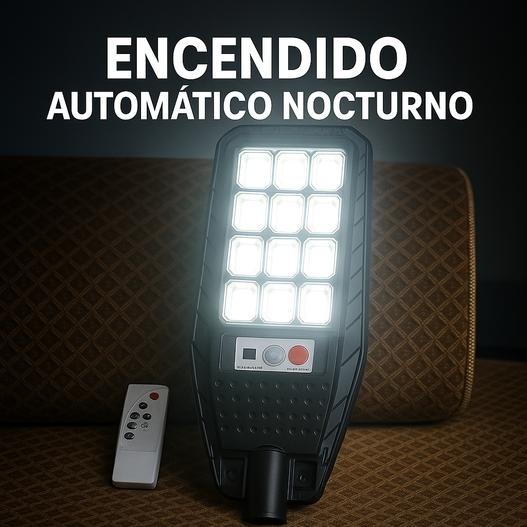 Lámpara Solar Recargable 300W con Sensor de Movimiento