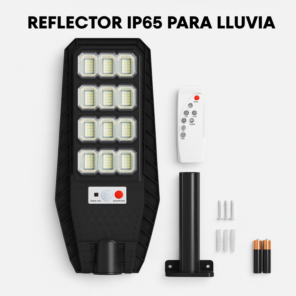 Lámpara Solar Recargable 300W con Sensor de Movimiento