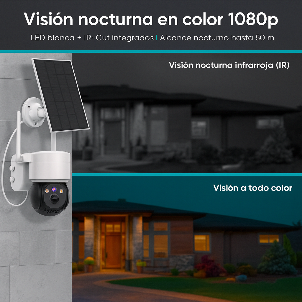 Cámara Solar WiFi 3 MP para Exteriores (IP65)