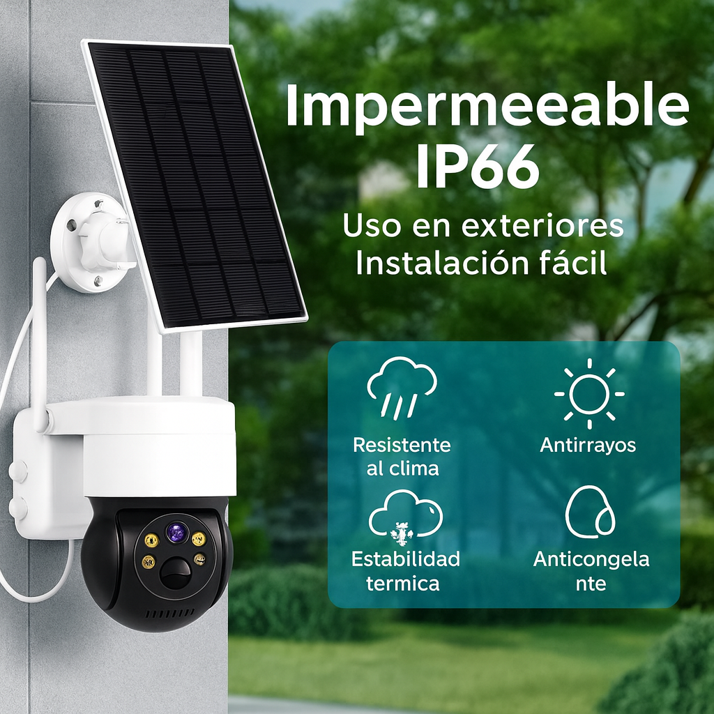 Cámara Solar WiFi 3 MP para Exteriores (IP65)