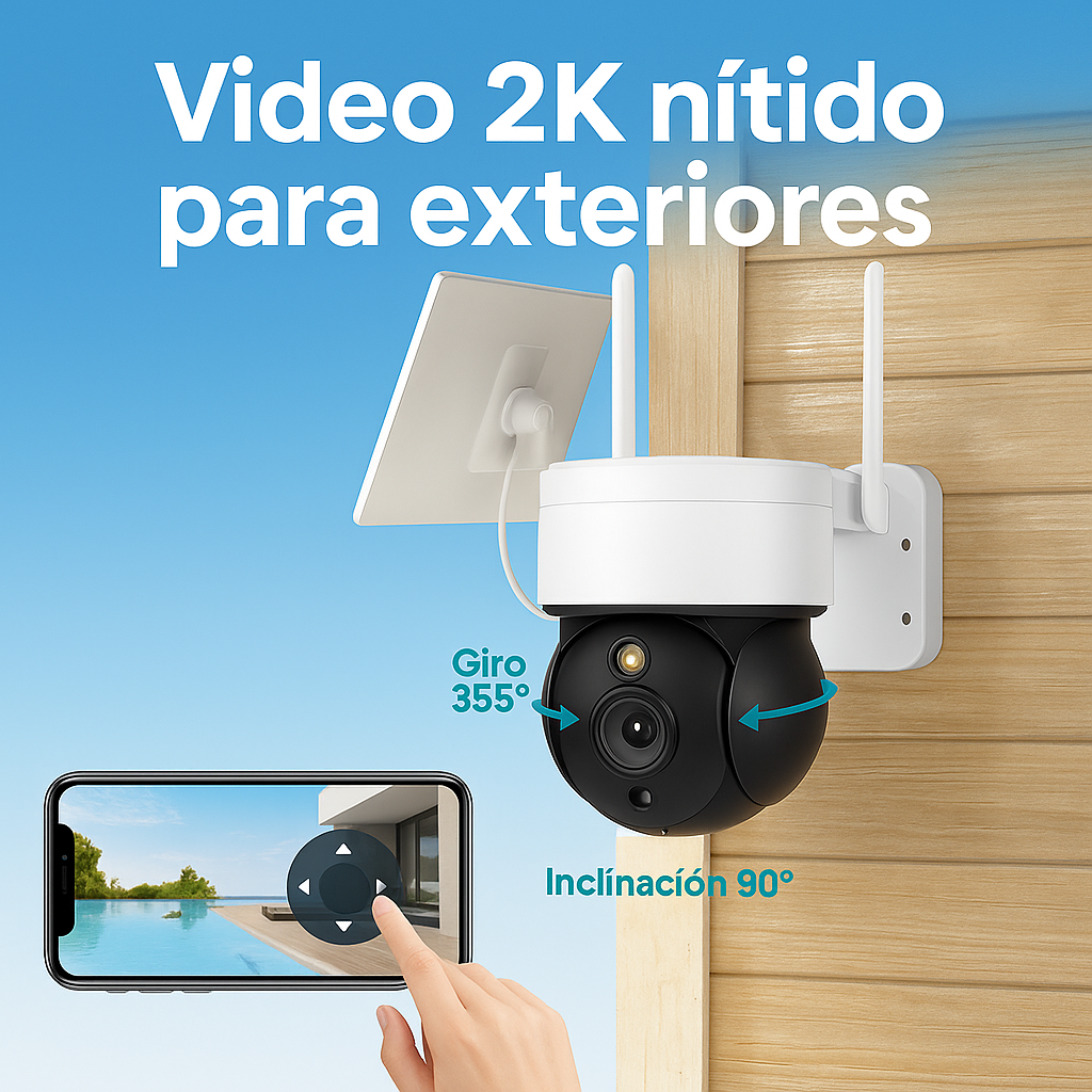 Cámara Solar WiFi 3 MP para Exteriores (IP65)