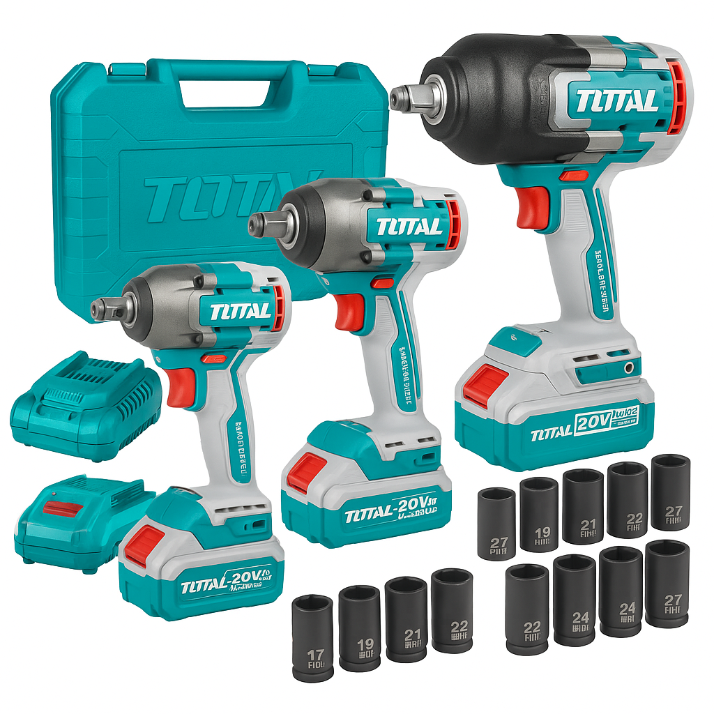 Combo Triple Llave de Impacto Brushless 20V – 400NM / 850NM / 1350NM + Cargador + 2 Baterías 1 Año de Garantía