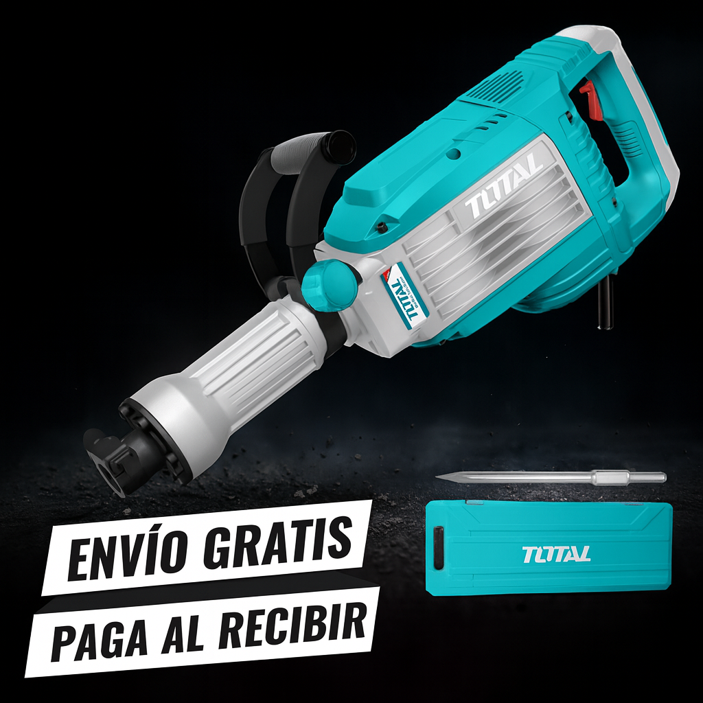 Demoledor Industrial TOTAL SDS HEX 1700W – 50J con Maletín y Cinceles