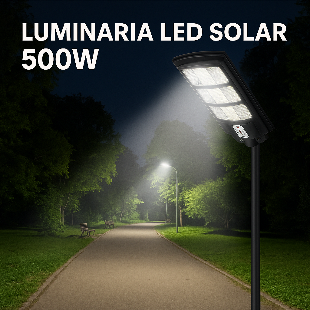 Lámpara Solar 500W – Grande (70 x 24 cm) + Obsequio: Tubo de Instalación – 1 Año de Garantía Real