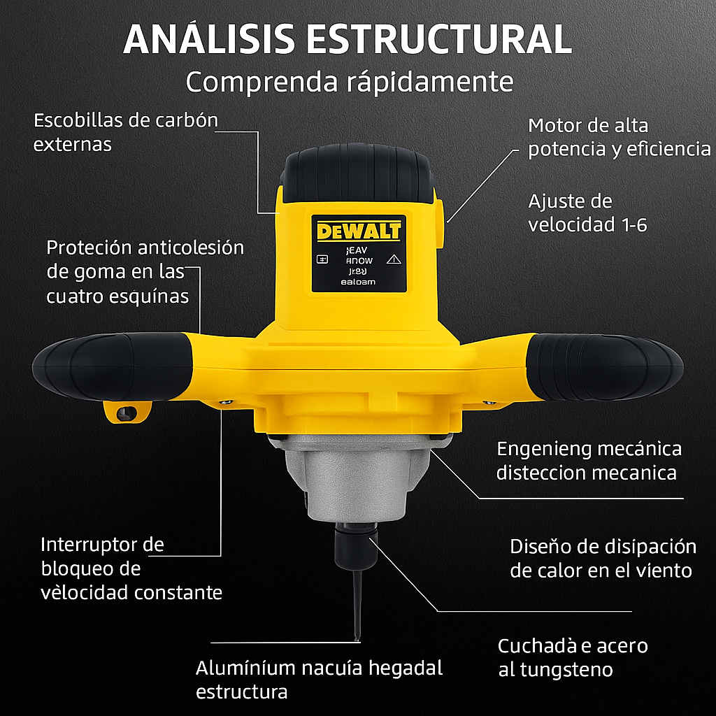 Mezclador DeWALT UT1200 – Potencia y Control para Mezclas Profesionales