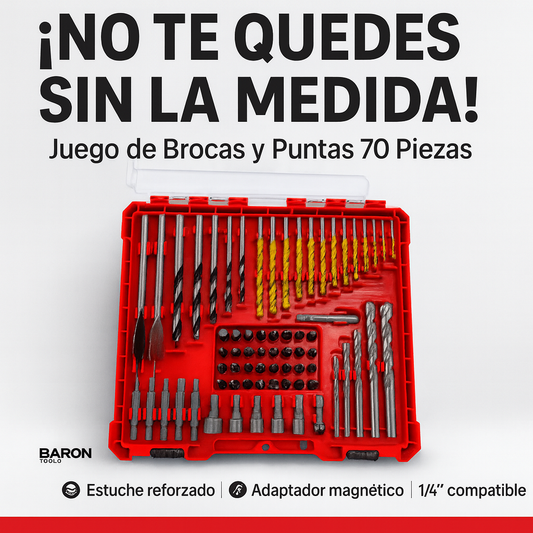 Juego De Brocas Y Puntas Para Taladro 70 PIEZAS.