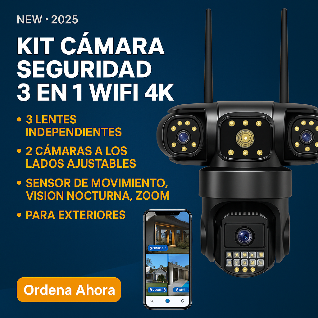 Seguridad Total - Cámara 3 Lentes WIFI  Giratorios 360°