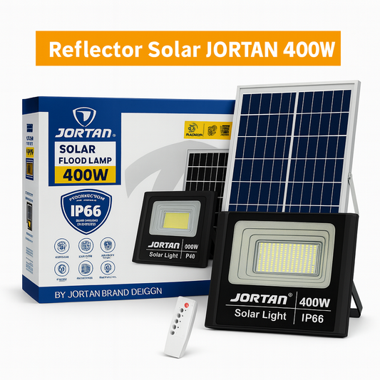 Reflector Solar 400W + Panel y Control – Iluminación LED Potente y Ecológica para Exteriores