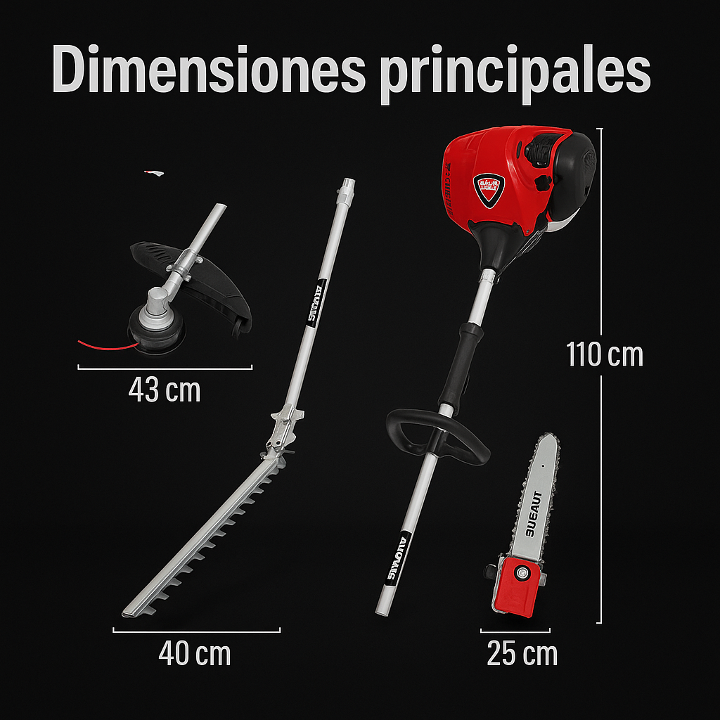 KIT MULTICUTTER DUCATI ORIGINAL / GUADAÑA / MOTOSIERRA / CORTASETOS MULTIFUNCIÓN 5 EN 1 / 1 AÑO DE GARANTIA