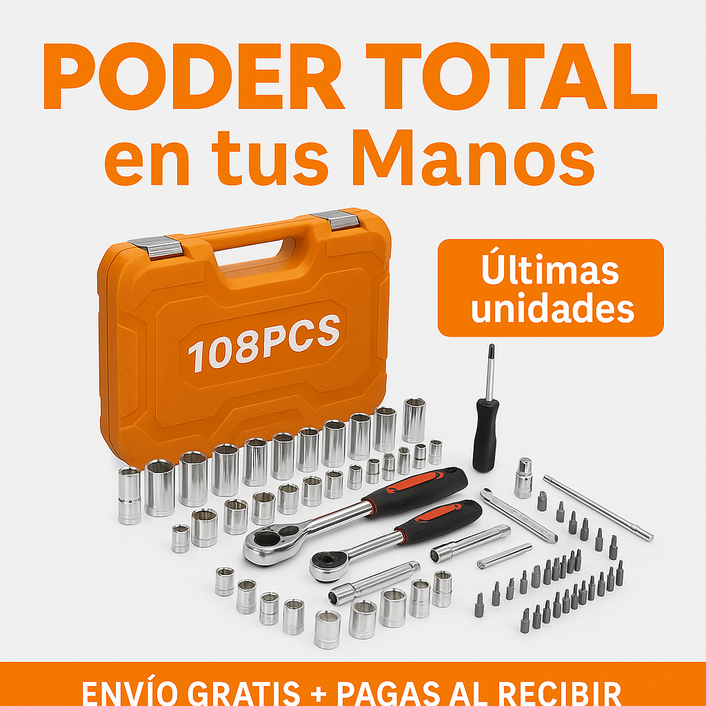 🔧 Set de Herramientas 108 Piezas – Poder Total en tus Manos