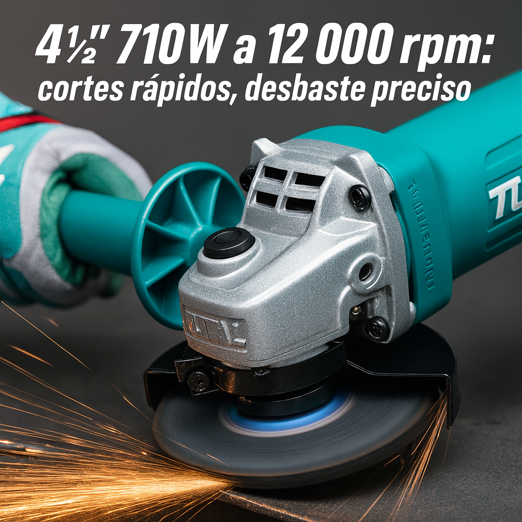 Súper Combo TOTAL: Rotomartillo SDS Plus 800W + Esmeriladora 4½" 710W