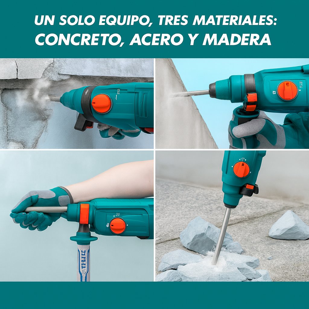 Súper Combo TOTAL: Rotomartillo SDS Plus 800W + Esmeriladora 4½" 710W