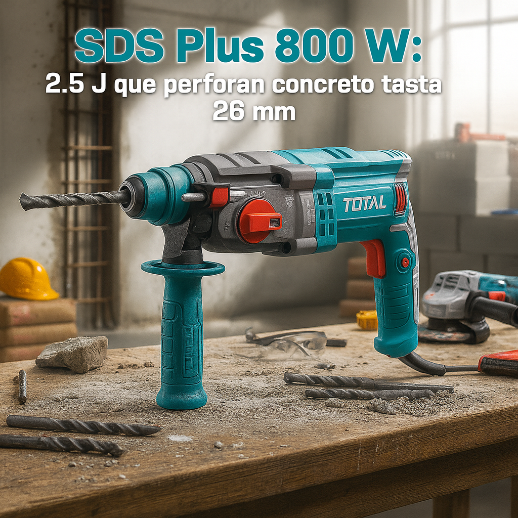 Súper Combo TOTAL: Rotomartillo SDS Plus 800W + Esmeriladora 4½" 710W
