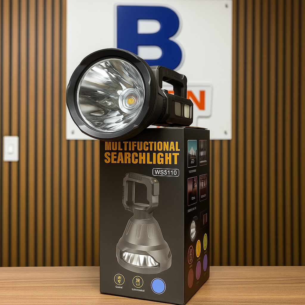 Linterna LED Recargable con Carga Solar – 6 Modos | Power Bank USB | Resistente a Lluvia