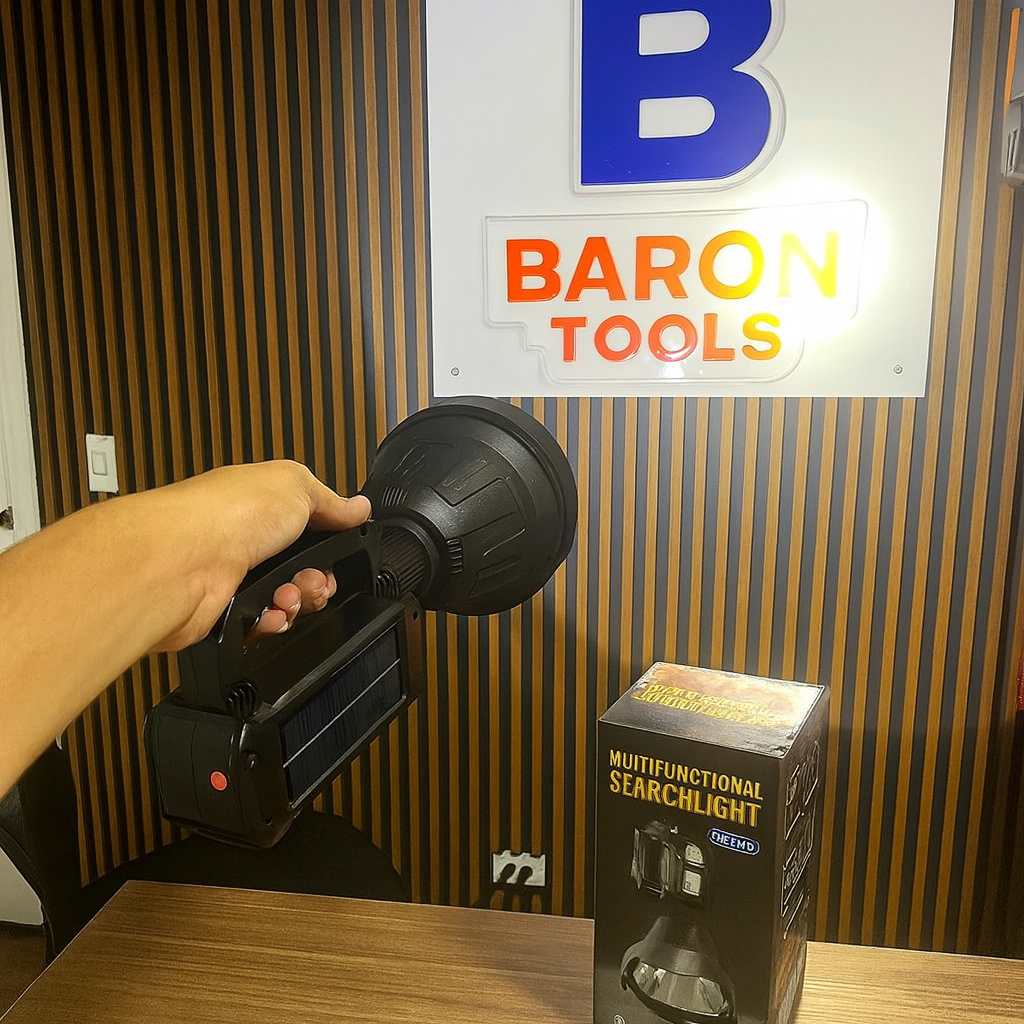 Linterna LED Recargable con Carga Solar – 6 Modos | Power Bank USB | Resistente a Lluvia