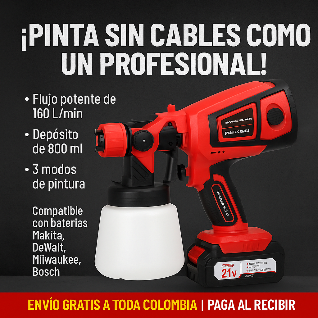 Pistola de Pintura Recargable 21V - 800ML