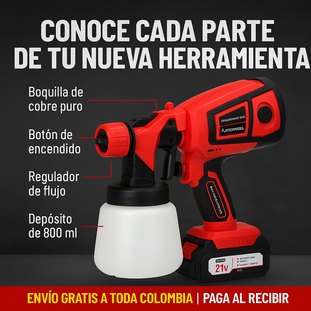 Pistola de Pintura Recargable 21V - 800ML