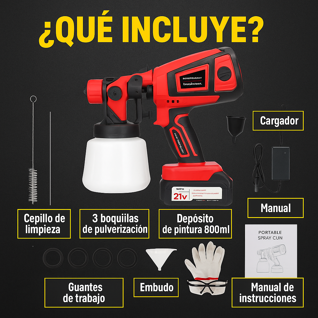 Pistola de Pintura Recargable 21V - 800ML