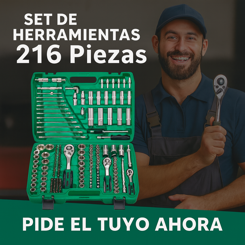 Set  de Herramientas de 216 Piezas CR-V   – ¡Precisión y Resistencia para Todo Tipo Trabajo
