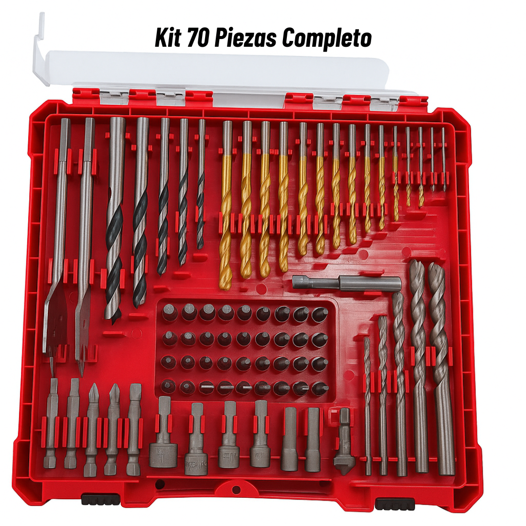 Juego De Brocas Y Puntas Para Taladro 70 PIEZAS.