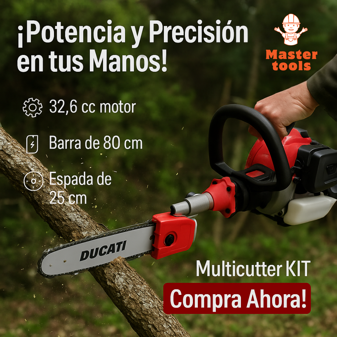 KIT MULTICUTTER DUCATI ORIGINAL / GUADAÑA / MOTOSIERRA / CORTASETOS MULTIFUNCIÓN 5 EN 1 / 1 AÑO DE GARANTIA