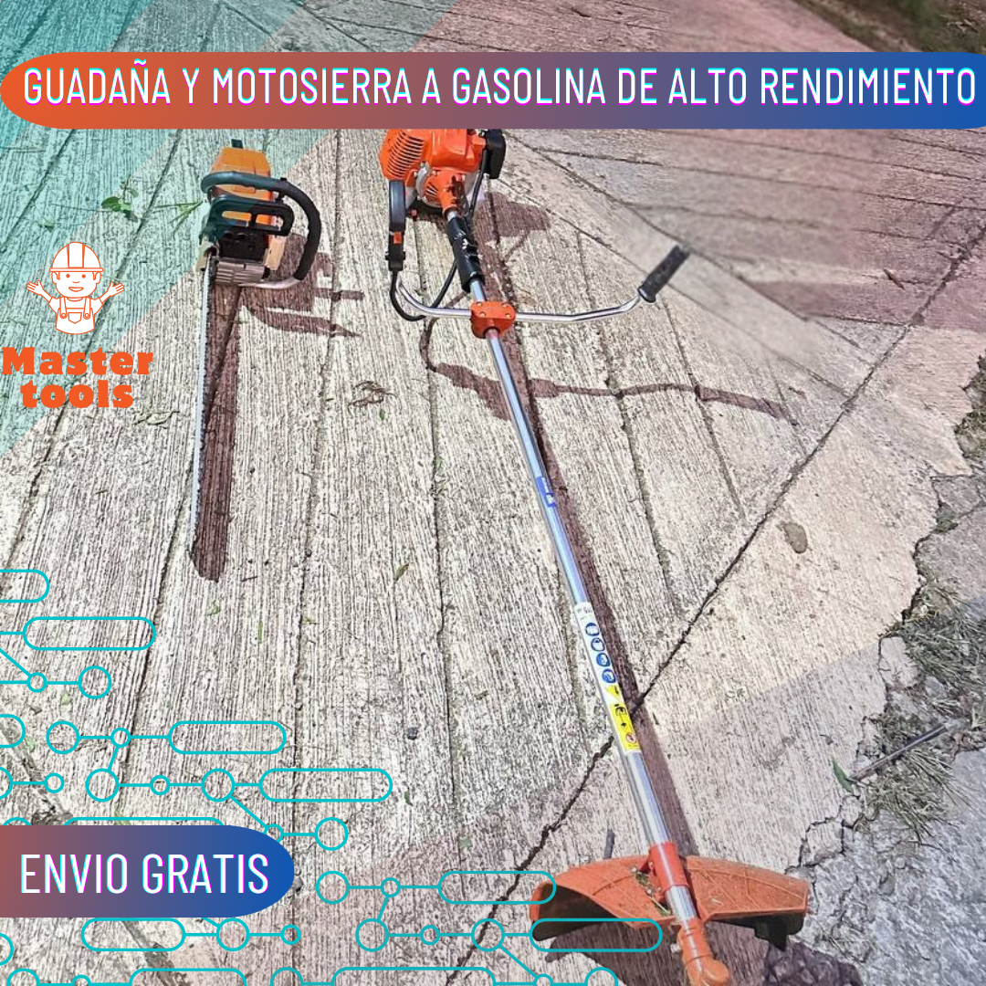 Set Guadaña y Motosierra Profesional con motor 2 tiempos