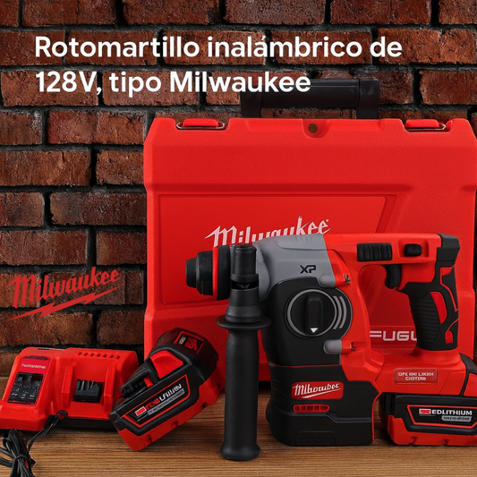 Rotomartillo Doble función, Milwaukee SDS PLUS - 2 Baterías de 5 Amp