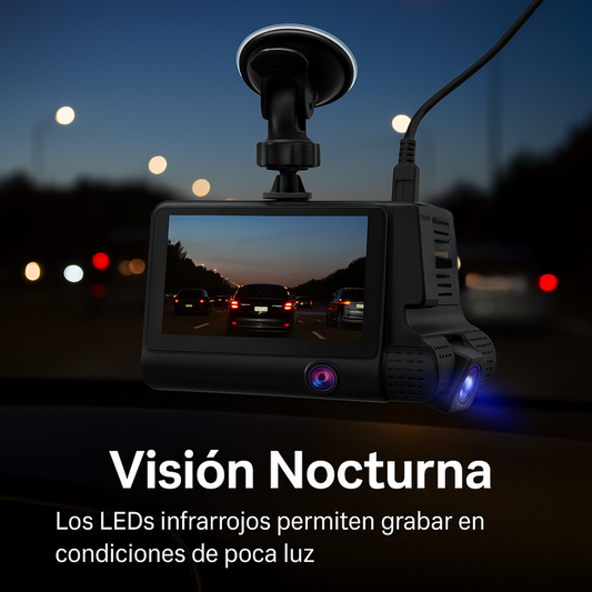 📦 Cámara DVR Tres Lentes para Auto – 1080p Full HD