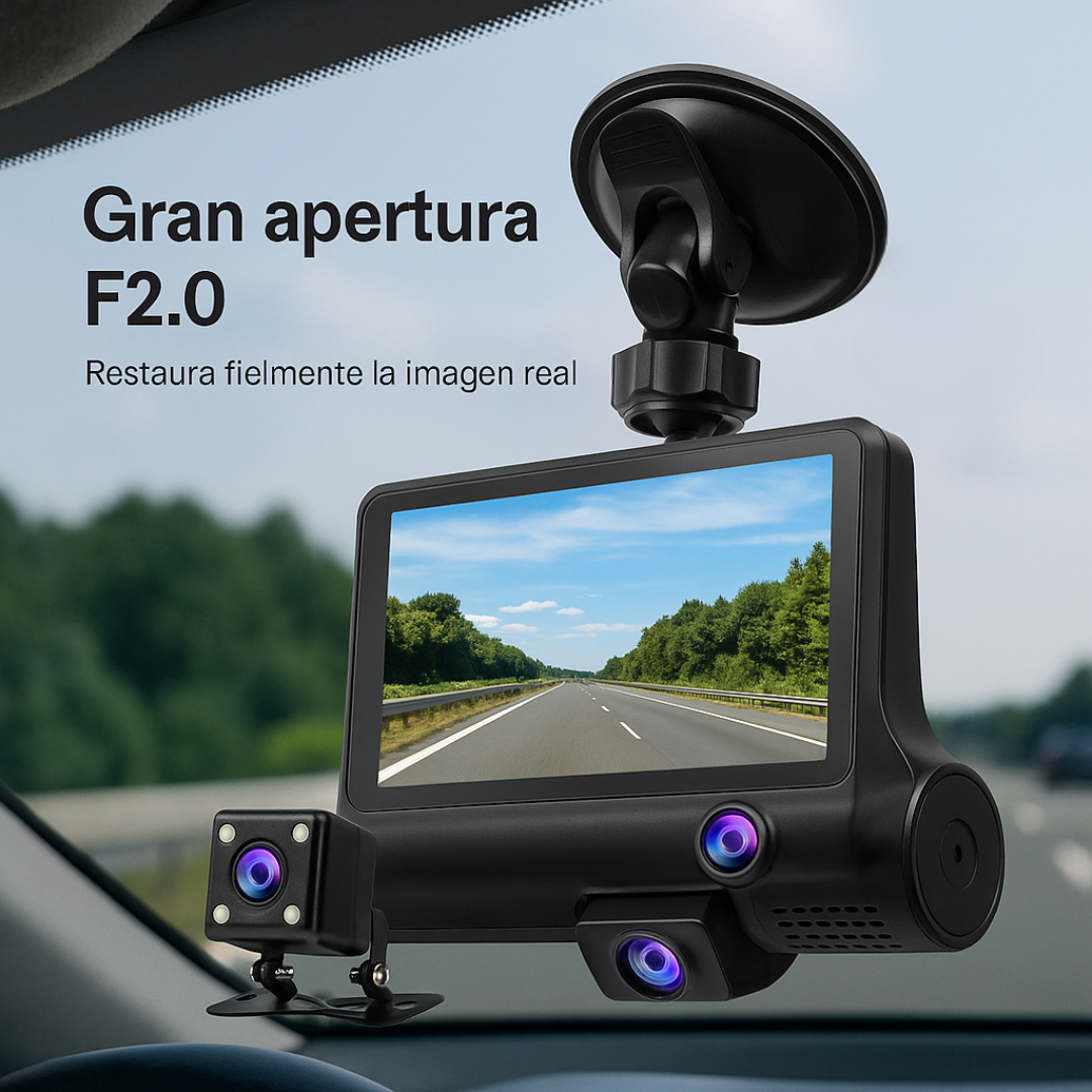 📦 Cámara DVR Tres Lentes para Auto – 1080p Full HD