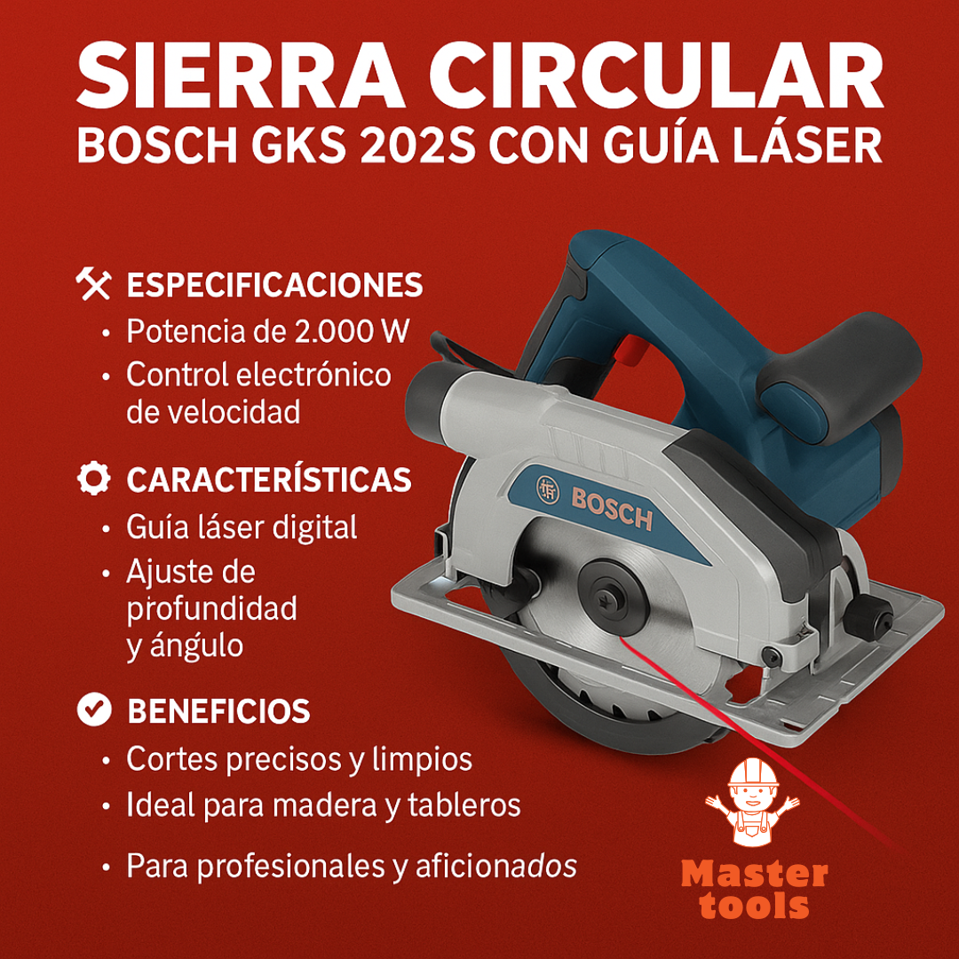🛠 Sierra Circular Tipo Bosch con Guía Láser – Potencia y Precisión Profesional