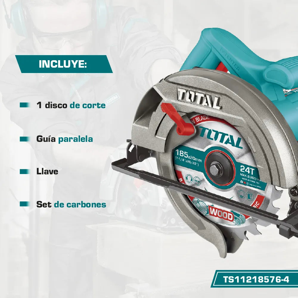 Potente Sierra Circular TOTAL 1200W 185 mm (7 1/4”) - 100% Original