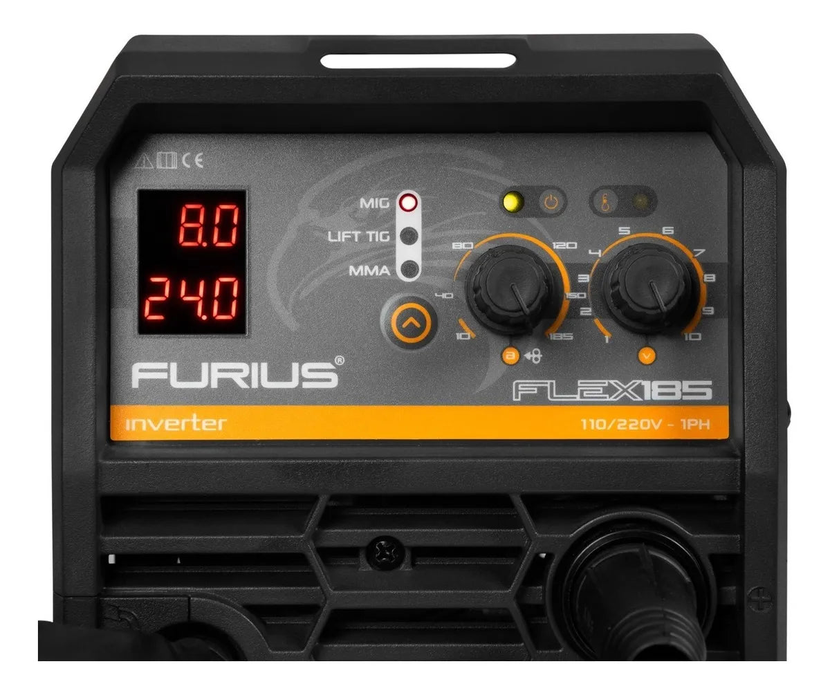 Soldador Multiproceso 4 en 1 FURIUS FLEX185 – MIG-MAG / FLUX CORED / MMA / TIG LIFT ARC – 160 AMP – Garantía 1 Año