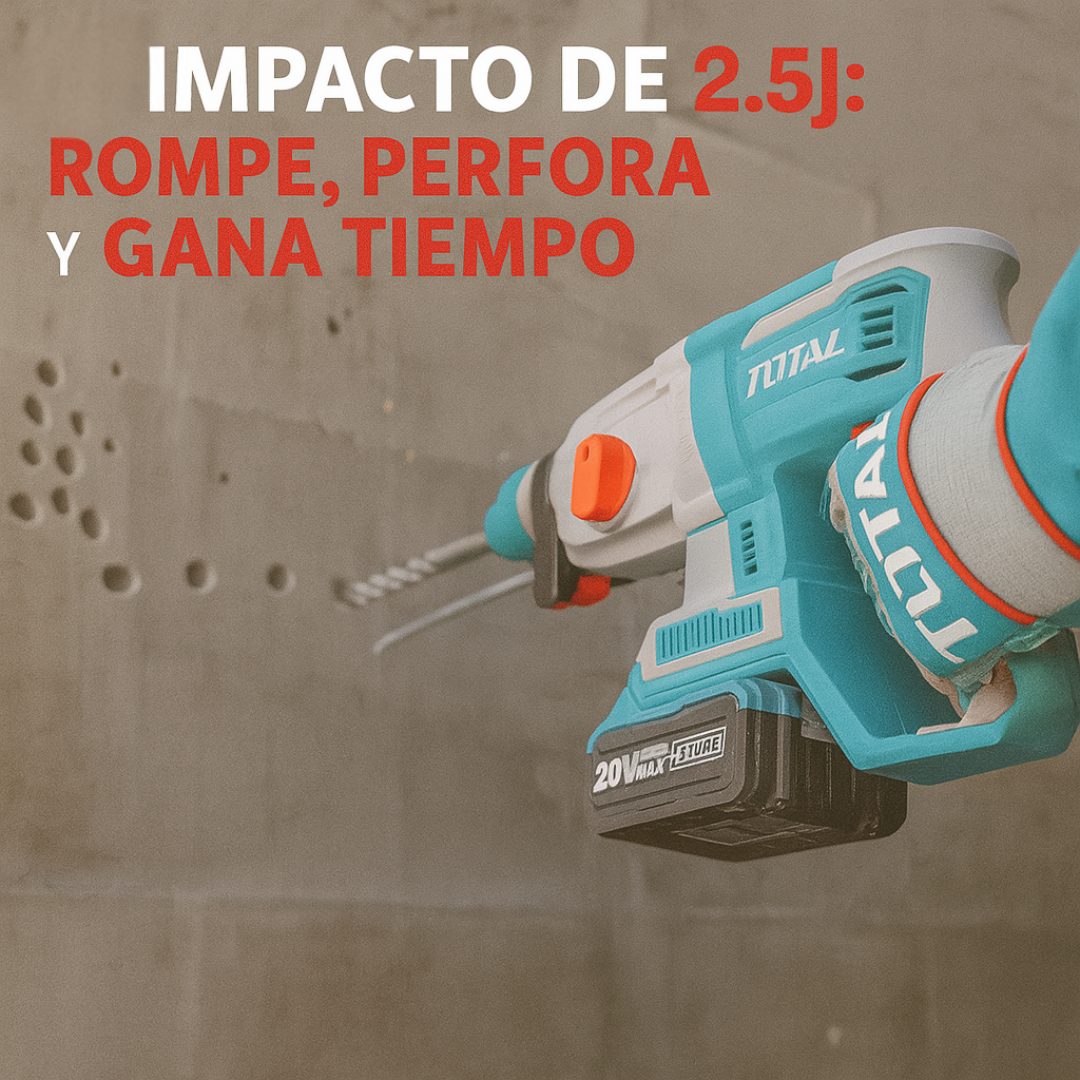 TALADRO ROTOMARTILLO INALAMBRICO TOTAL 20V BRUSHLESS SDS PLUS