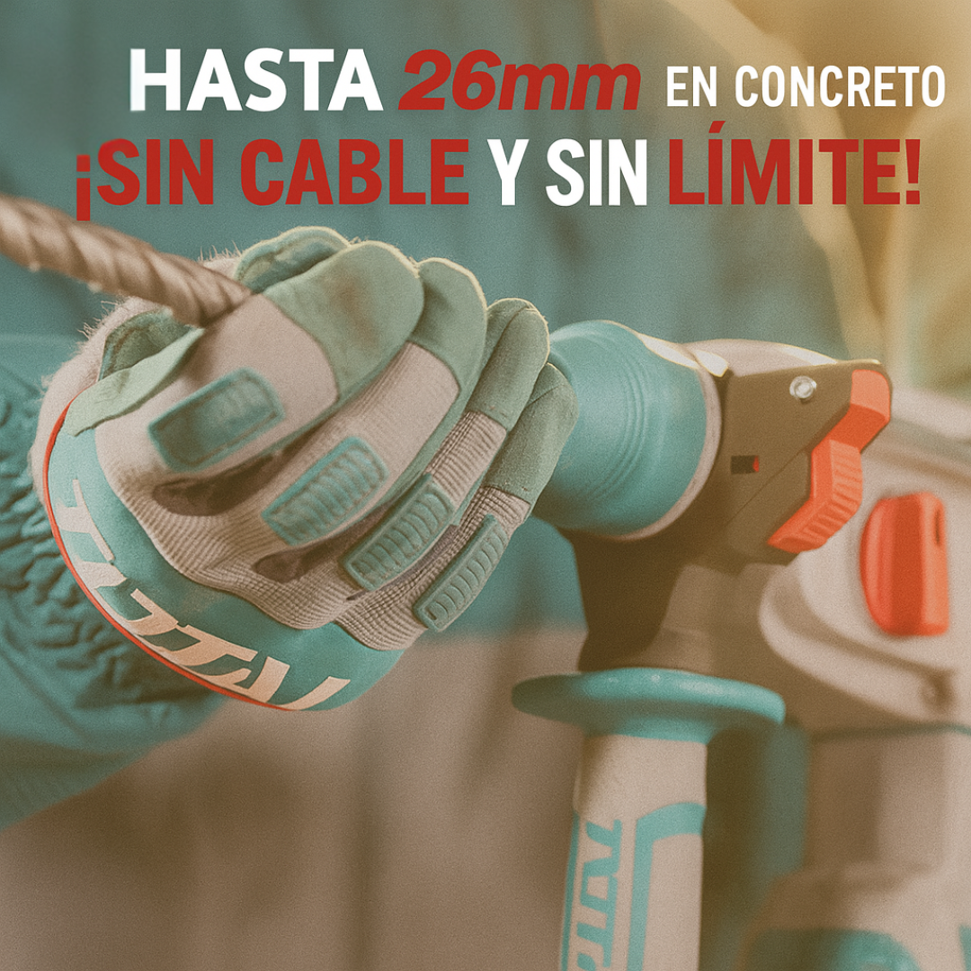 TALADRO ROTOMARTILLO INALAMBRICO TOTAL 20V BRUSHLESS SDS PLUS