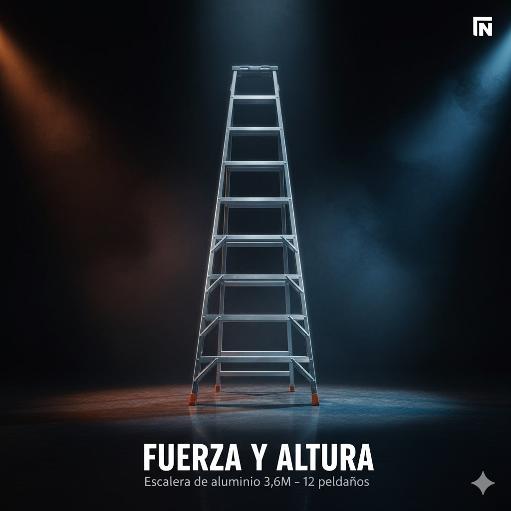 ⚡ ESCALERA DE ALUMINIO 12 PELDAÑOS – VERSATILIDAD Y SEGURIDAD - 3,6M de altura