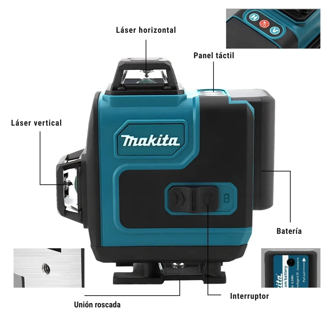 Nivel Láser MAKITA 16 Líneas Verdes 360° – Precisión y Rapidez para tus Proyectos