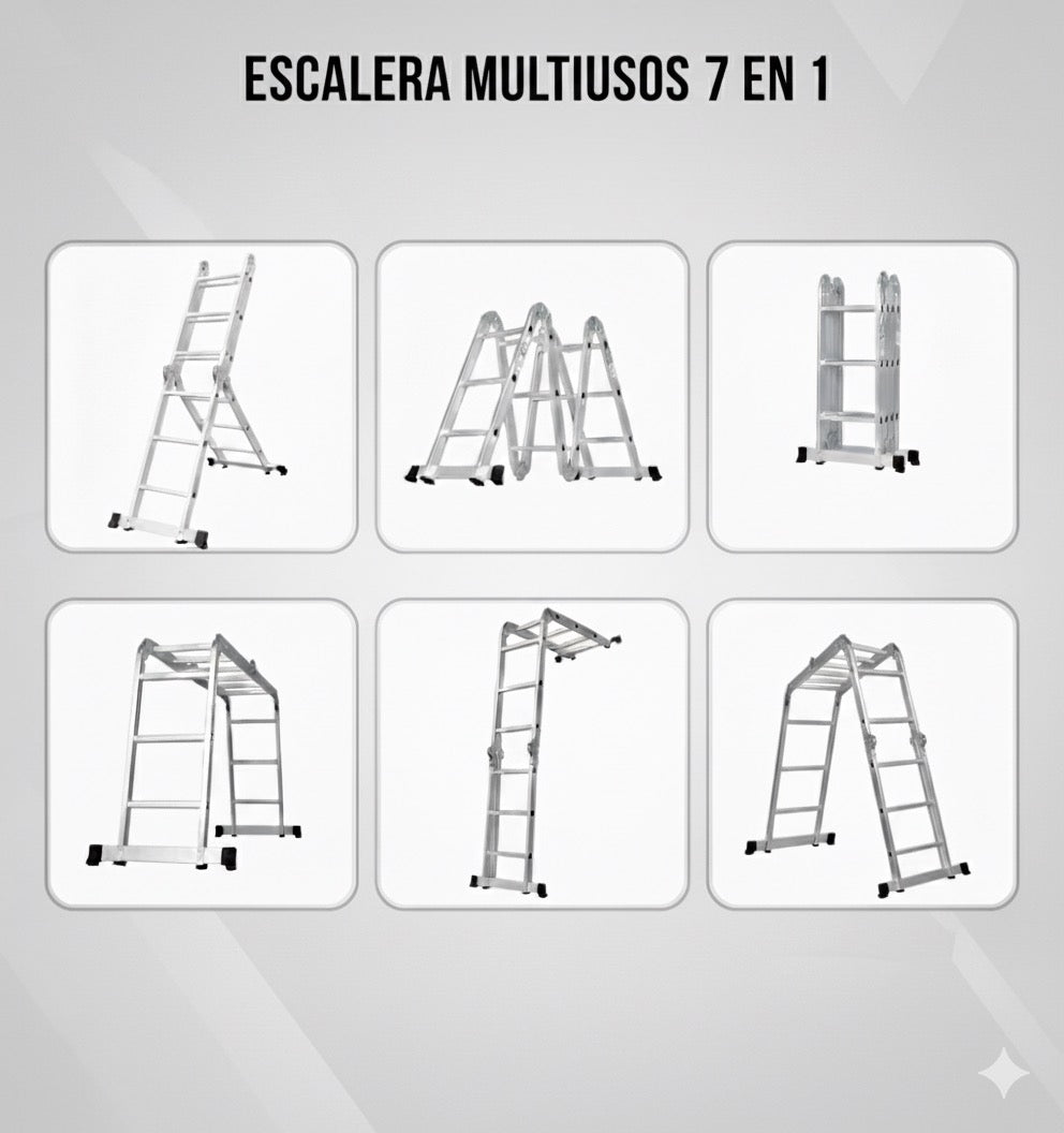 ⚡ ESCALERA DE ALUMINIO 12 PELDAÑOS – VERSATILIDAD Y SEGURIDAD - 3,6M de altura