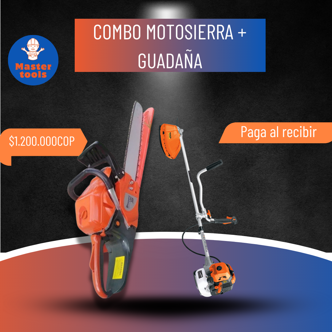 Set Guadaña y Motosierra Profesional con motor 2 tiempos
