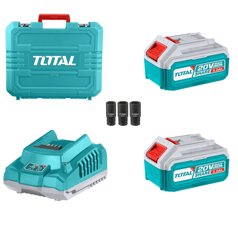 Llave de Impacto 1/2 TOTAL 100% ORIGINAL - Toque (Apreta 850 Nm - Afloja 1000 Nm) - 1 año de Garantía