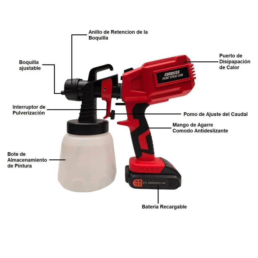 Pistola de Pintura Recargable 21V - 800ML